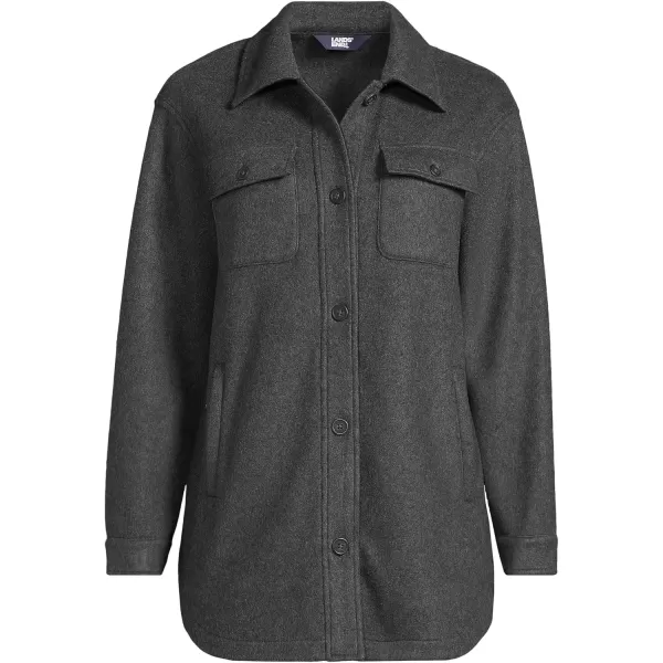 imageLands End Womens Luxe Fleece Shirt JacketDark Charcoal Heather