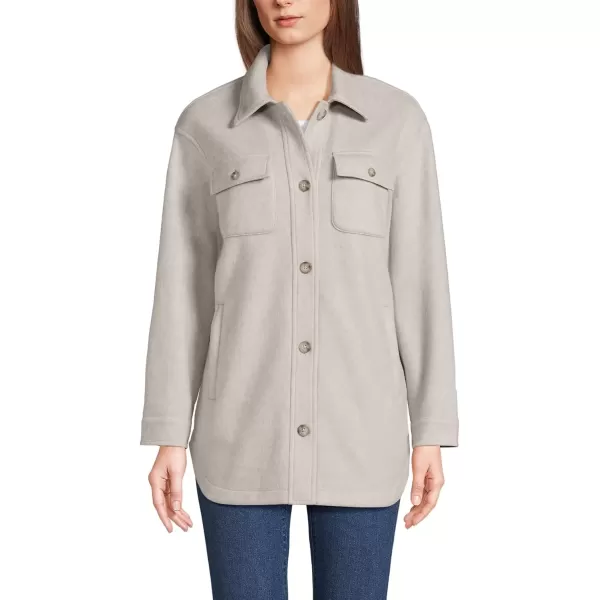 imageLands End Womens Luxe Fleece Shirt JacketWarm Stone Heather