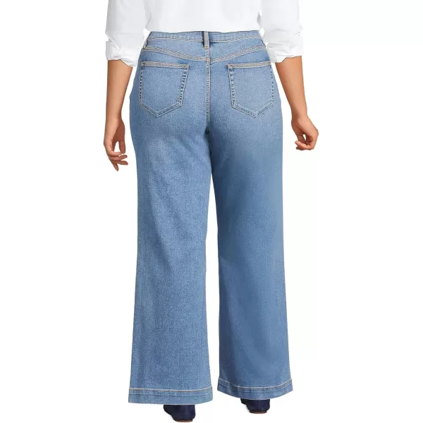 imageLands End Womens Recover High Rise Wide Leg JeansBeau Blue