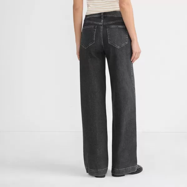 imageLands End Womens Recover High Rise Wide Leg JeansBlack Stone Wash