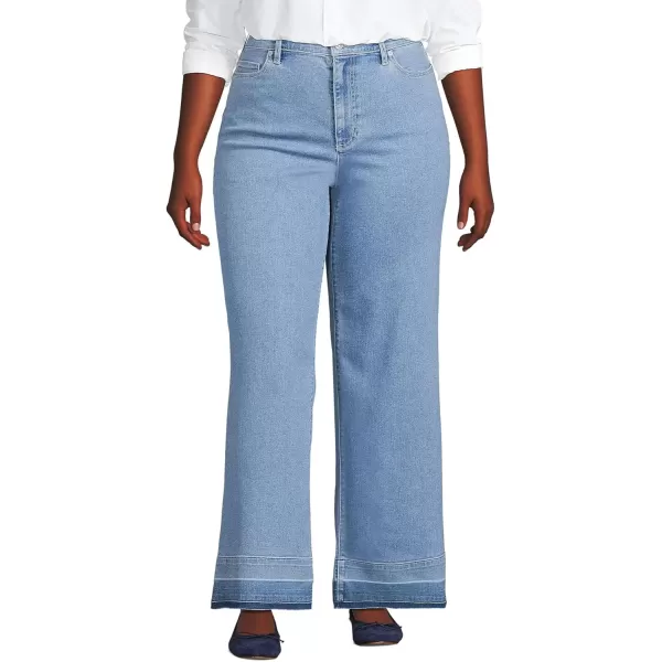 imageLands End Womens Recover High Rise Wide Leg JeansHutton Blue Wash Released Hem