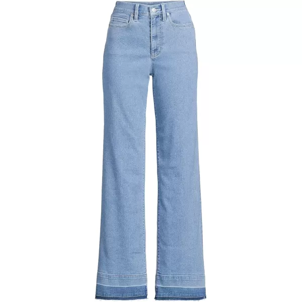 imageLands End Womens Recover High Rise Wide Leg JeansHutton Blue Wash Released Hem