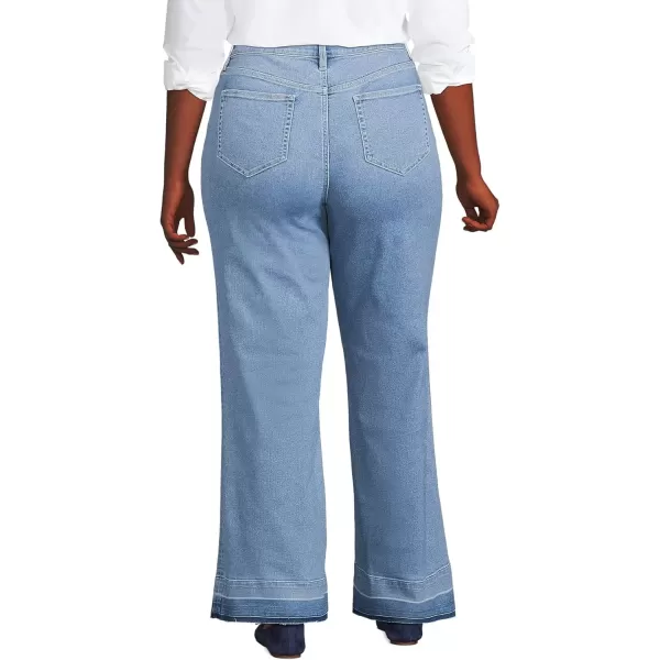 imageLands End Womens Recover High Rise Wide Leg JeansHutton Blue Wash Released Hem