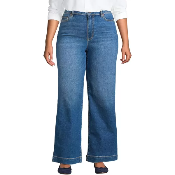 imageLands End Womens Recover High Rise Wide Leg JeansIndigo Tide Blue