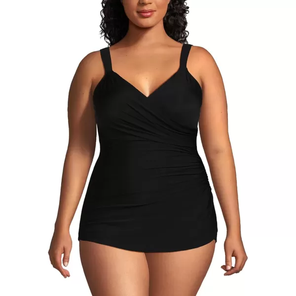 imageLands End Womens SlenderSuit Tummy Control Chlorine Resistant Skirted One Piece SwimsuitBlack