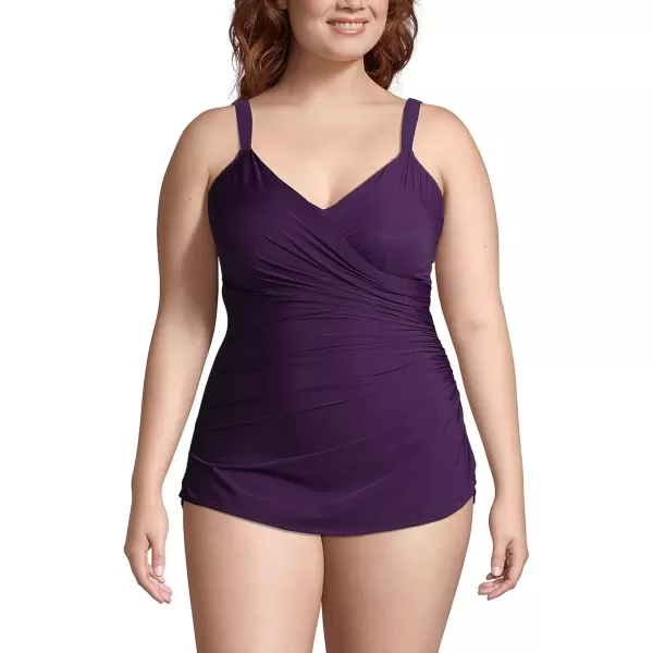 imageLands End Womens SlenderSuit Tummy Control Chlorine Resistant Skirted One Piece SwimsuitBlackberry