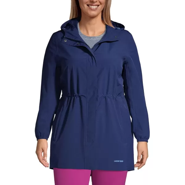 imageLands End Womens Waterproof Hooded Packable RaincoatDeep Sea Navy