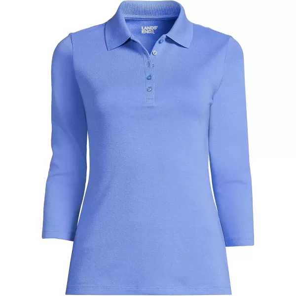 imageLands End Womens 34 Sleeve Cotton Interlock PoloChicory Blue