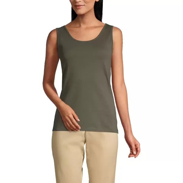 imageLands End Womens Cotton Tank TopForest Moss