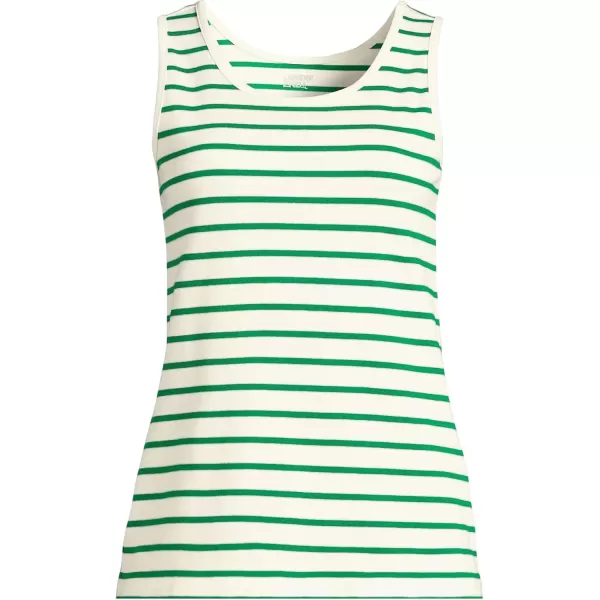 imageLands End Womens Cotton Tank TopTrue Green Breton Stripe