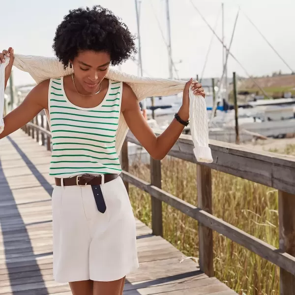 imageLands End Womens Cotton Tank TopTrue Green Breton Stripe