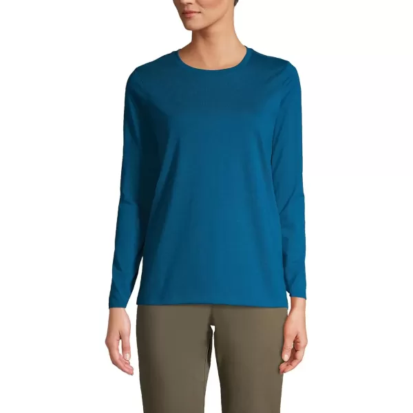 imageLands End Womens Relaxed Supima Cotton Long Sleeve Crew Neck TShirtBaltic Teal