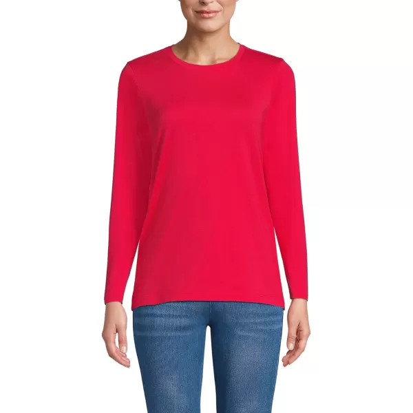 imageLands End Womens Relaxed Supima Cotton Long Sleeve Crew Neck TShirtHeritage Red