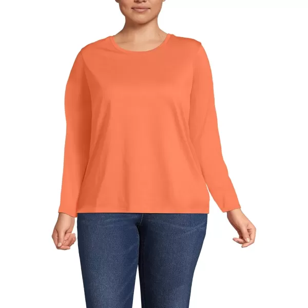 imageLands End Womens Relaxed Supima Cotton Long Sleeve Crew Neck TShirtLight Ginger