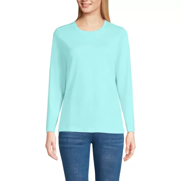 imageLands End Womens Relaxed Supima Cotton Long Sleeve Crew Neck TShirtPale Aqua Ice