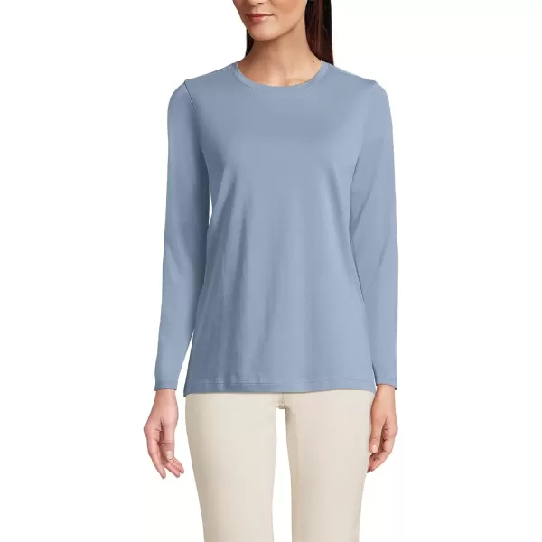 imageLands End Womens Relaxed Supima Cotton Long Sleeve Crew Neck TShirtPale Slate Blue