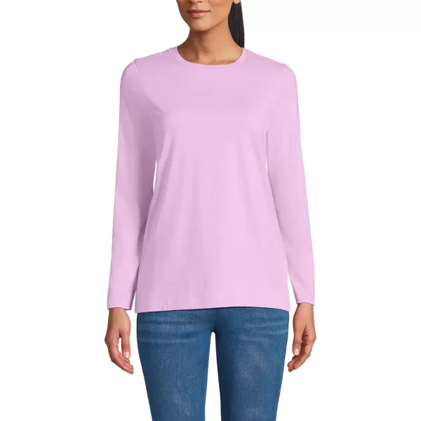 imageLands End Womens Relaxed Supima Cotton Long Sleeve Crew Neck TShirtPink Amethyst