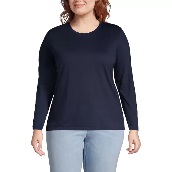 imageLands End Womens Relaxed Supima Cotton Long Sleeve Crew Neck TShirtRadiant Navy