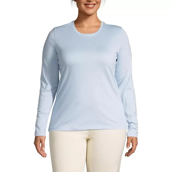 imageLands End Womens Relaxed Supima Cotton Long Sleeve Crew Neck TShirtSoft Blue Haze