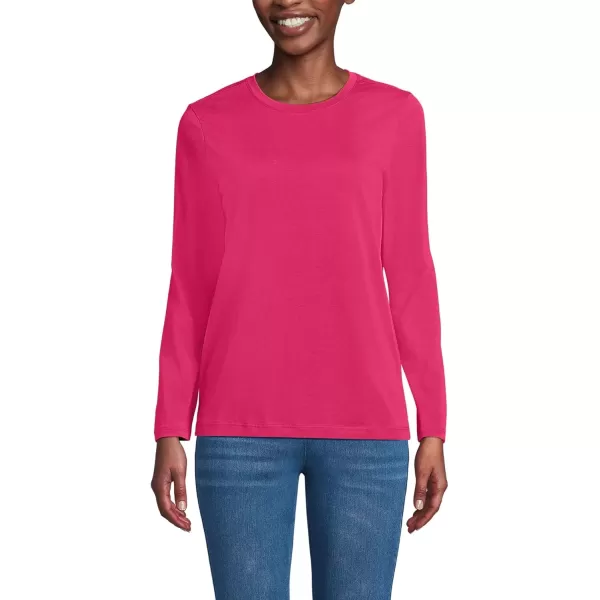 imageLands End Womens Relaxed Supima Cotton Long Sleeve Crew Neck TShirtSpiced Rhubarb