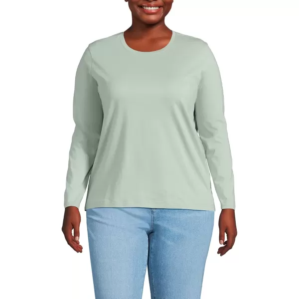 imageLands End Womens Relaxed Supima Cotton Long Sleeve Crew Neck TShirtWashed Sage