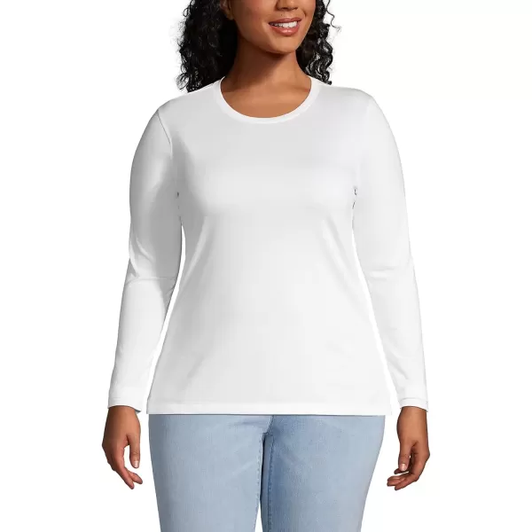 imageLands End Womens Relaxed Supima Cotton Long Sleeve Crew Neck TShirtWhite