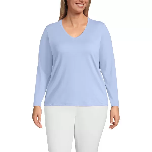 imageLands End Womens Relaxed Supima Cotton Long Sleeve VNeck TShirtLight Cornflower