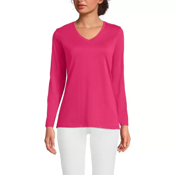 imageLands End Womens Relaxed Supima Cotton Long Sleeve VNeck TShirtSpiced Rhubarb