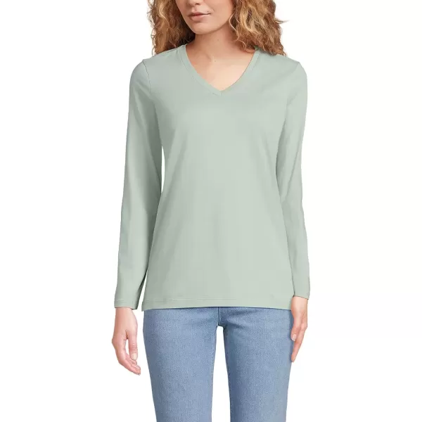 imageLands End Womens Relaxed Supima Cotton Long Sleeve VNeck TShirtWashed Sage