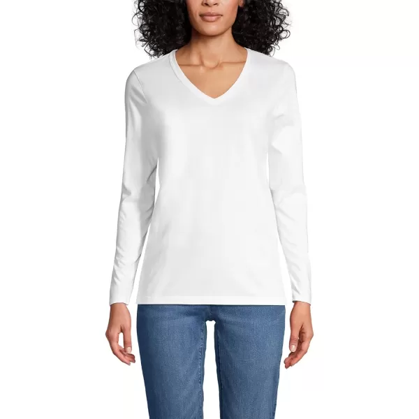 imageLands End Womens Relaxed Supima Cotton Long Sleeve VNeck TShirtWhite