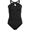 imageLands End Womens Chlorine Resistant High Neck to One Shoulder Multi Way One Piece SwimsuitBlack