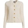 imageLands End Womens Cotton Drifter Cable Cardigan SweaterFresh Ivory Multi Donegal