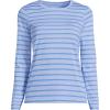 imageLands End Womens Relaxed Supima Cotton Long Sleeve Crew Neck TShirtLight Cornflower Dual Stripe