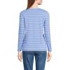 imageLands End Womens Relaxed Supima Cotton Long Sleeve Crew Neck TShirtLight Cornflower Dual Stripe