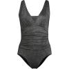 imageLands End Womens Slender Suit Shine Grecian High Leg One Piece Swimsuit Black Shine Regular 8