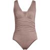 imageLands End Womens Slender Suit Shine Grecian High Leg One Piece Swimsuit Bronze Sand Shine Regular 8