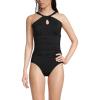 imageLands End Womens Chlorine Resistant High Neck to One Shoulder Multi Way One Piece SwimsuitBlack