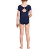 imageLands End Girls Cap Sleeve Portrait One Piece SwimsuitDeep Sea Navy Rope Stripe