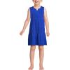 imageLands End Girls Chlorine Resistant Twist Front One Piece Swimsuit UPF Dress Coverup SetDeep Sea NavyPink Starfish