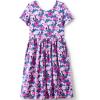 imageLands End Girls Short Sleeve Gathered Waist Jersey DressCoronet Blue Floral