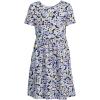 imageLands End Girls Short Sleeve Gathered Waist Jersey DressDeep Sea Navy Ditsy Floral