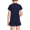 imageLands End Girls Slim Short Sleeve Crew Neck UPF 50 Swim Rash GuardDeep Sea Navy Fun Shells