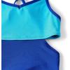 imageLands End Girls Wrap Seersucker One Piece SwimsuitTurquoiseElectric Blue