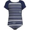 imageLands End Girls Cap Sleeve Portrait One Piece SwimsuitDeep Sea Navy Rope Stripe