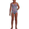 imageLands End Girls Chlorine Resistant Twist Front One Piece Swimsuit UPF Dress Coverup SetDeep Sea Navy Fun Shells