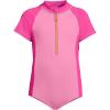 imageLands End Girls Long Sleeve Half Zip One Piece UPF 50 SwimsuitKnockout PinkHighlighter Pink