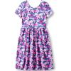 imageLands End Girls Short Sleeve Gathered Waist Jersey DressCoronet Blue Floral