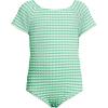 imageLands End Girls Slim Cap Sleeve Portrait One Piece Swimsuit GinghamWintergreenWhite Gingham