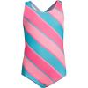 imageLands End Girls Slim One Piece SwimsuitKnockout PinkTurquoise Stripe