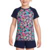 imageLands End Girls Slim Short Sleeve Crew Neck UPF 50 Swim Rash GuardDeep Sea Navy Fun Shells